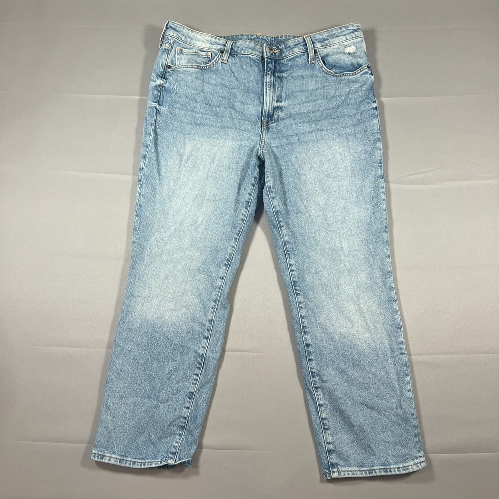 H&M Mom Jeans Women 16 Blue Denim Cotton Regular Fit Light Wash Ultra High Waist